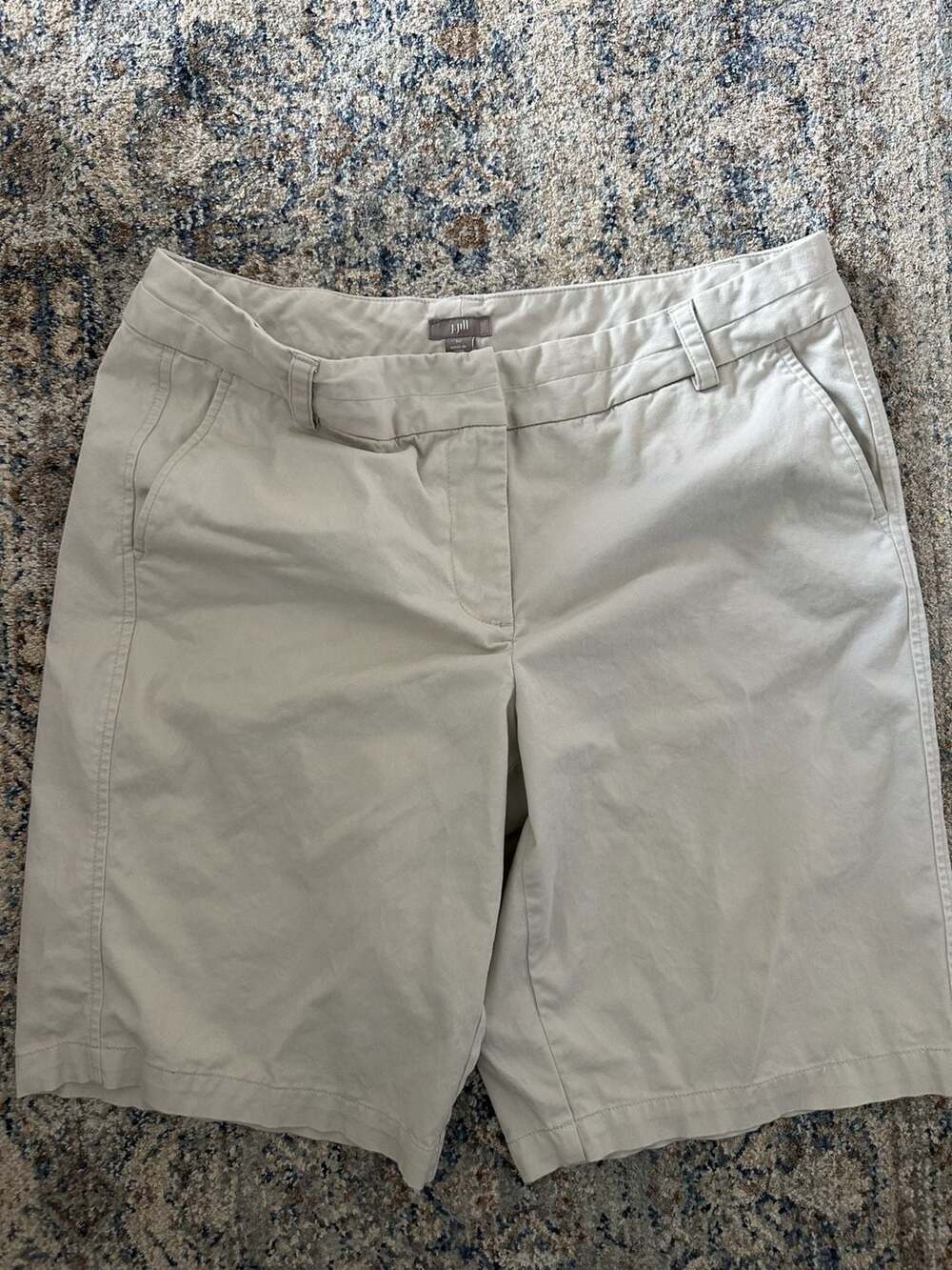 J.Jill Stretch Beige Khaki Bermuda Shorts Size 12